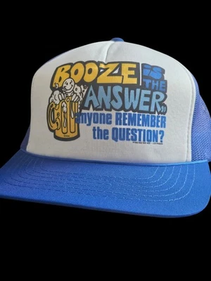 Sombrero de camionero vintage "BOOZE es la respuesta, alguien recuerda la pregunta" Foto 1 de 4