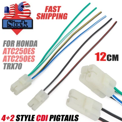 For Honda 1986 1987 ATC250ES ATC250SX TRX70 CDI Pigtail Plug Upgraded Connector Foto 1 de 4