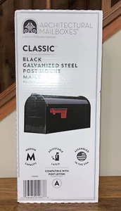 Classic Black Galvanized Steel Post Mount Mailbox By Architectural Mailboxes - Picture 1 of 9