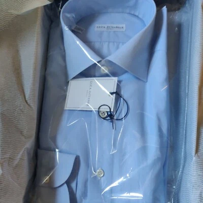 Luca Avitabile Napoli  shirt 15 3/4 Blue End on End   Totally hand made - Image 1 of 4