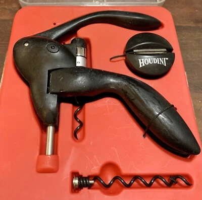 Houdini Lever Corkscrew with Foil Cutter and Extra Spiral - Velvet Black - Image 1 of 4