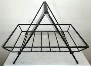 Longaberger 2 piece Wrought Iron Hammered Metal Serving Tray w/ Folding A Frame  - Picture 1 of 12