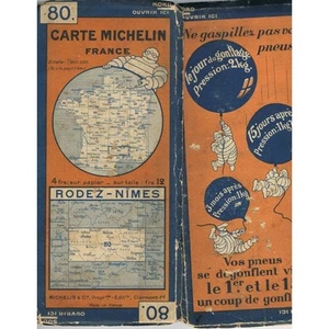 CARTE Michelin N°80 RODEZ-NÎMES Tarascon Albi Decazeville Mende Montélimar 1928 - Picture 1 of 5