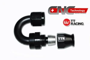 Aluminium Teflon PTFE Hose Black Fittings Adaptor Swivel 180 Degree AN -8 AN8 - Imagen 1 de 1