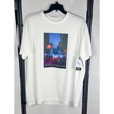 Armani Exchange Men's Relaxed Fit Short Sleeve Shirt ASV Photo Print White XXL - Image 1 of 4