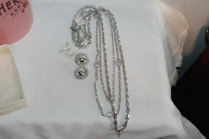 Trifari 3 KETTEN Halskette UND CLIP OHRRINGE ORIGINAL ETIKETT - Bild 1 von 7