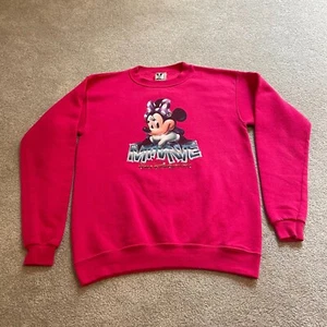 Vintage Disney World Sweatshirt Pink Girls Large Pink Minnie WDW Parks 90s Logo - Picture 1 of 10