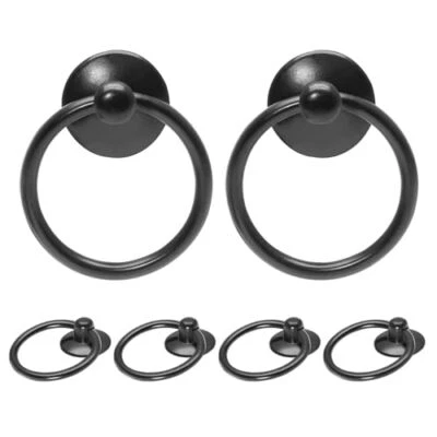 pçs puxadores de gaveta anel gota, alças de anel de armário vintage, gaveta de metal 6 preto - Imagem 1 de 4