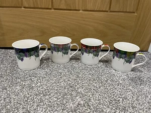 THE LEONARDO COLLECTION `TARTAN` MUGS X 4 - FINE CHINA - 8.6 CM H - VGC - Imagen 1 de 15