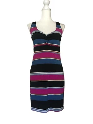 Vestido para mujer Lucy Love multicolor a rayas forrado sin mangas talla grande Foto 1 de 4