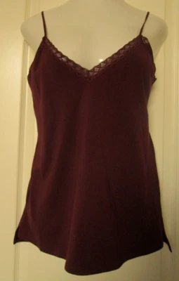 Camiseta sin mangas de algodón Natori Bliss talla grande estilo 780058 Vino Foto 1 de 3