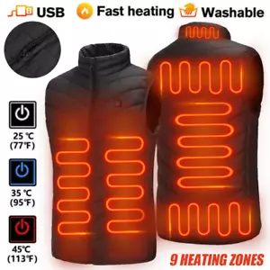 Electric Heated Vest Warm Gilet Winter USB Jacket Men Women Heating Coat Thermal - Picture 1 of 17