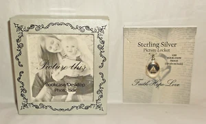 Desktop Photo Box & Sterling Silver 925 LA Cross Picture Locket Faith Hope Love - Picture 1 of 11