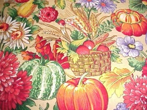Vintage Concord Fabric Sharon Kessler Autumn Theme on Black 34"L x 44" W - Picture 1 of 9