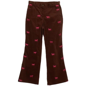 LILLY PULITZER Brown Gallop Embroidered Horses Stretch Corduroy Pants GIRLS 14 - Picture 1 of 5
