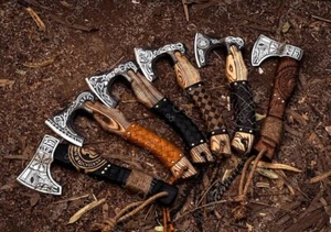 Lot of 6 Viking Axes - 13" Handmade Carbon Steel Axes with Sheath Gift For Men's - Bild 1 von 13