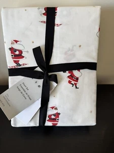 West Elm Skiing Santa king size sheet set new - Picture 1 of 5