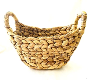 Handmade Sea Grass Semi-Circle Storage Basket with Handles 9" X 4" - Picture 1 of 5