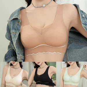 Damen 3/4 Cup BH nahtlos dünn kabellos Weste Schlaf Übergröße Unterwäsche 88131 - Bild 1 von 29