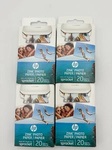 Lot Of 4 HP ZINK Sticky-Backed Photo Paper 2" x 3" Snapshots 20 Sheets/Box - Picture 1 of 2