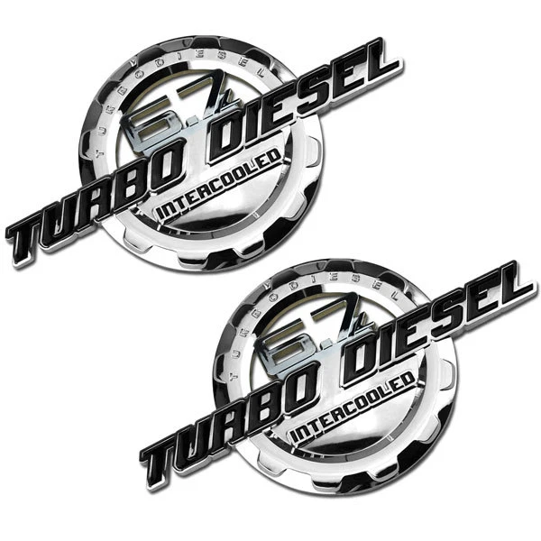 2 PIEZAS NEGRO/CROMO 6.7 TURBO DIÉSEL PLACA MOTOR PARA MALETERO CAPÓ PUERTA PORTÓN TRASERO A Foto 1 de 1