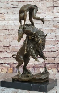 BRONZE BÜFFEL PFERD VON FREDERICK REMINGTON SKULPTUR Figur KUNST HotCast Western - Bild 1 von 10