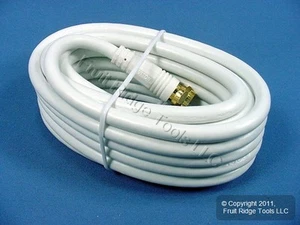Leviton C5851-12G-847 White 12 Feet Coaxial Video Cable w/ Gold Plug Ends RG59 - Afbeelding 1 van 7