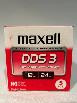 maxell DDS3 12/25GB 4mm Digital Data Cartridge, 5 Stck.,neu - Bild 1 von 2