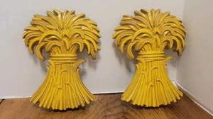 2 colgantes de pared vintage de metal de gavilla de trigo Sexton EE. UU. 1971 8 1/2" decoración MCM - Imagen 1 de 5