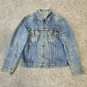 Vintage 70s 80s Distressed Faded Levis Denim Trucker Jacket "Small e" Size Small - Picture 1 of 17