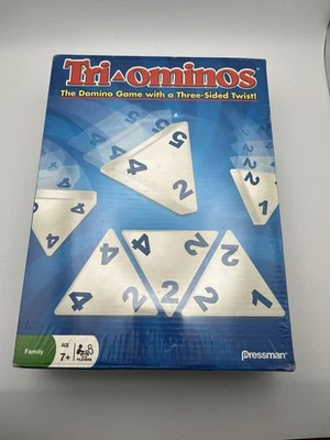 NEW SEALED Deluxe Triominos Game in Sealed Tin Tri-Ominos by Pressman Toys Gifts - Image 1 of 2