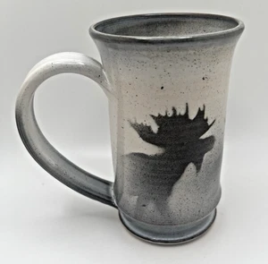 Thomas & Kim Norby Studio Pottery Mug Airbrush Moose Design Wyoming - Picture 1 of 10