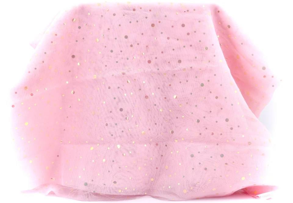 Sheer Pink Sparkle Fabric,Polyester, Clear Round Sequins,Sheer Pink,58" x 36" - Image 1 of 1