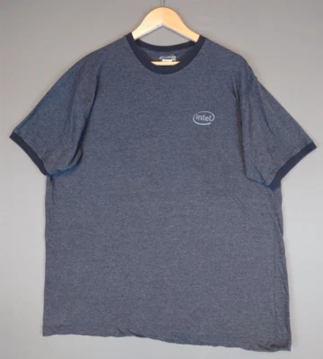 Intel Computers Tech Retro PC Logo Ringer Gray T Shirt Men's Size XL Tee - Image 1 of 4