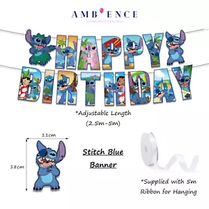 Stitch Geburtstag Banner Luftballons Party Engel Lilo Disney Deko Kinder blau - Bild 1 von 38