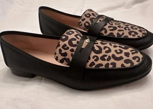Kate Spade Penny Loafer Women's 9.5B Black Patent Leather Leopard Print - Picture 1 of 11