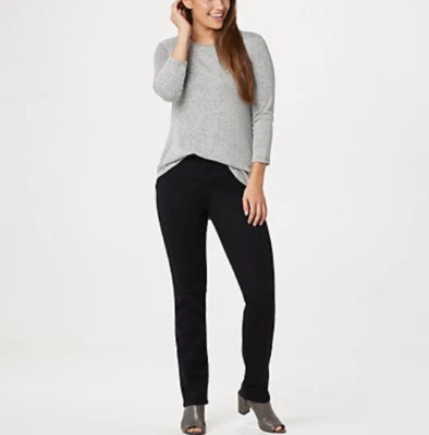 NYDJ - Sheri - Slim Leg 5-Pocket Jeans - Black - Image 1 of 4