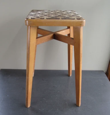 Vintage MCM Wooden Stool Stol Kamnik Yugoslavia - Image 1 of 4
