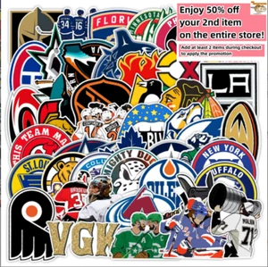 50 pegatinas de vinilo impermeables equipos de la NHL logotipo hockey equipaje teléfono computadora portátil coche - Imagen 1 de 7