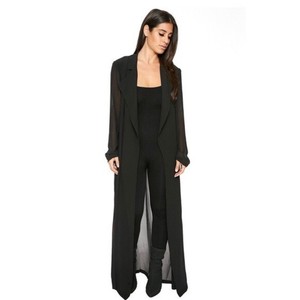 black sheer duster coat