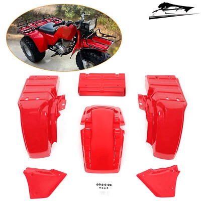 NUEVO PARA HONDA ATC250ES JUEGO GUARDABARROS PLÁSTICO COMPLETO ROJO GRANDE ATC 250ES Foto 1 de 4