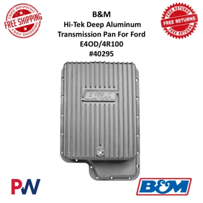 B&M Hi-Tek Automatic Transmission Deep Pans Aluminum Natural For Ford E4OD/4R100 - Image 1 of 4