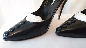 Court Shoes " Black " - Top Buttons JUAN SHOES T.39 - Picture 1 of 6