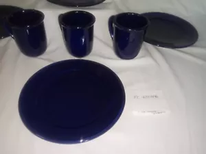 Chanel Cobalt Blue Dinner Set 4 Plates 3 Cups - Picture 1 of 17