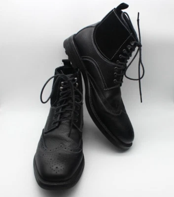 Vince Camuto Hombre Romand Negro Cuero Brogue Punta Ala Botas 10.5D Foto 1 de 4