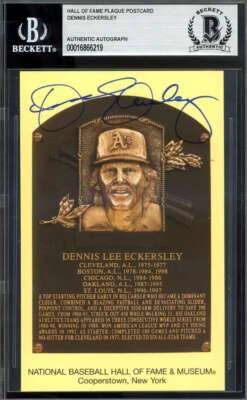 Cartão postal autografado Dennis Eckersley Beckett BAS placa dourada Hall da Fama - Imagem 1 de 2