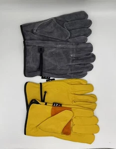 2 pares de guantes de trabajo de cuero de vaca, guantes de cuero resistentes a cortes con muñeca ajustable - Imagen 1 de 11