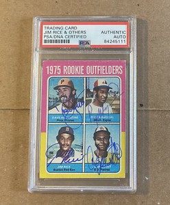 1975 Topps Rookie Outfielders Jim Rice Augustine Mangual Scott Signed PSA