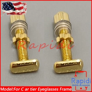 2PCS Curved Rectangle Screw&Bolt 4mm Replace For Car tier Eyeglasses Frame Gold - Picture 1 of 7