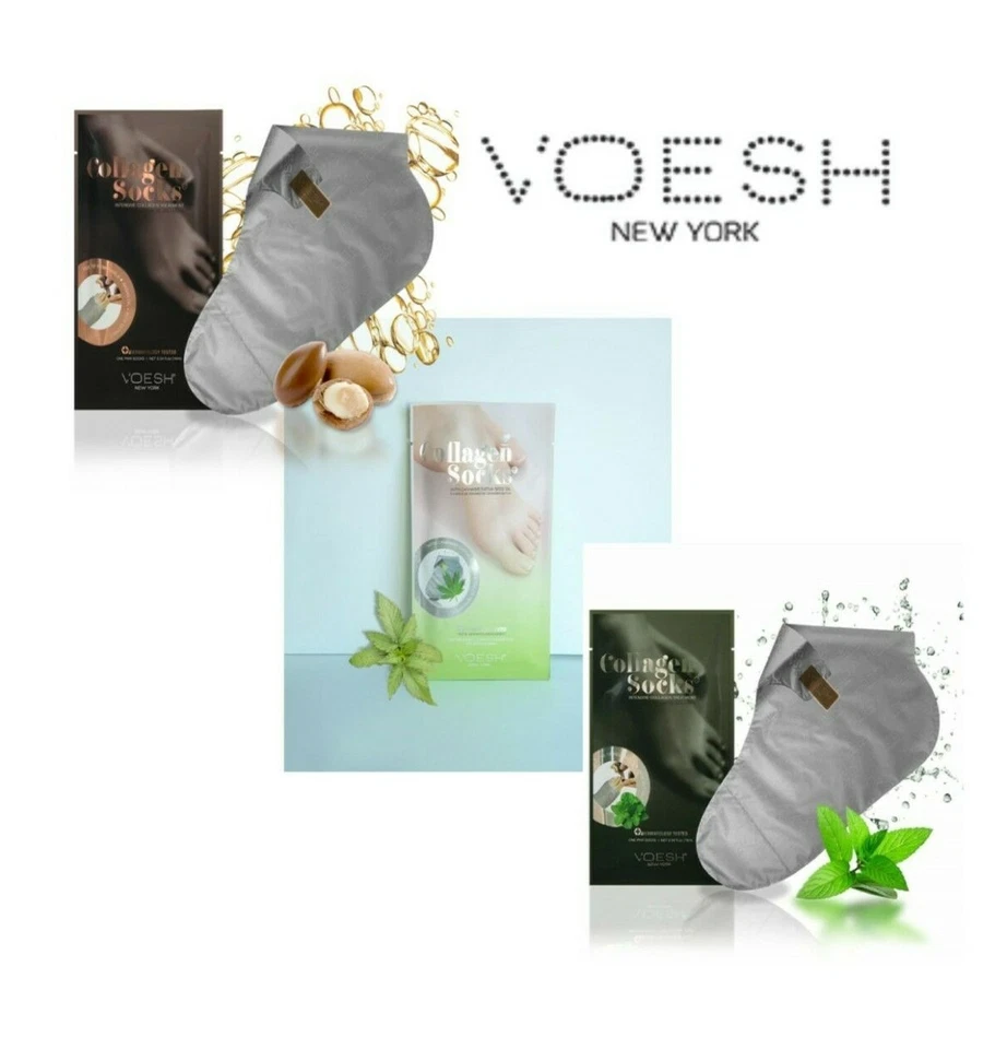 VOESH  PEDICURE MASK COLLAGEN SOCKS W/ARGAN OR HERB OR CANNA -YOUR CHOICE! - Image 1 of 3